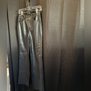 Steve Madden Loren Black Straight Vegan Leather Sleek Pants NWT size